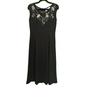 Together! Vintage Navy Beaded Floral Dress Size 8